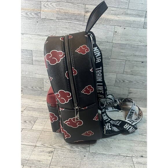 NWOT Vtg Naruto Akatsuki Red Cloud Faux Saffiano Leather Mini Backpack Bag 2002 - Picture 4 of 11
